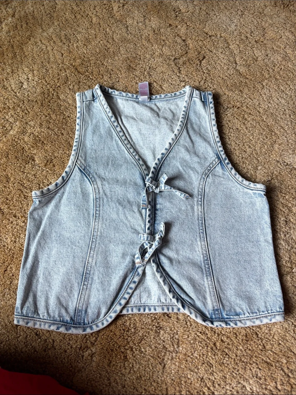 Justice Light Wash Denim Tie-Front Top